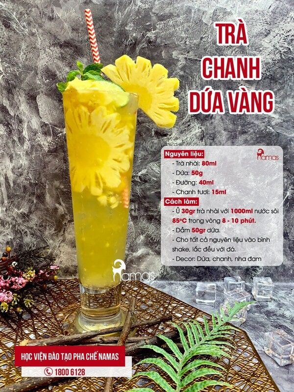 16 Công Thức Trà Trái Cây Giải Nhiệt Dễ Làm 14 tra-chanh-dua-vang