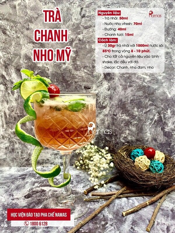 16 Công Thức Trà Trái Cây Giải Nhiệt Dễ Làm 9 tra-chanh-nho-my