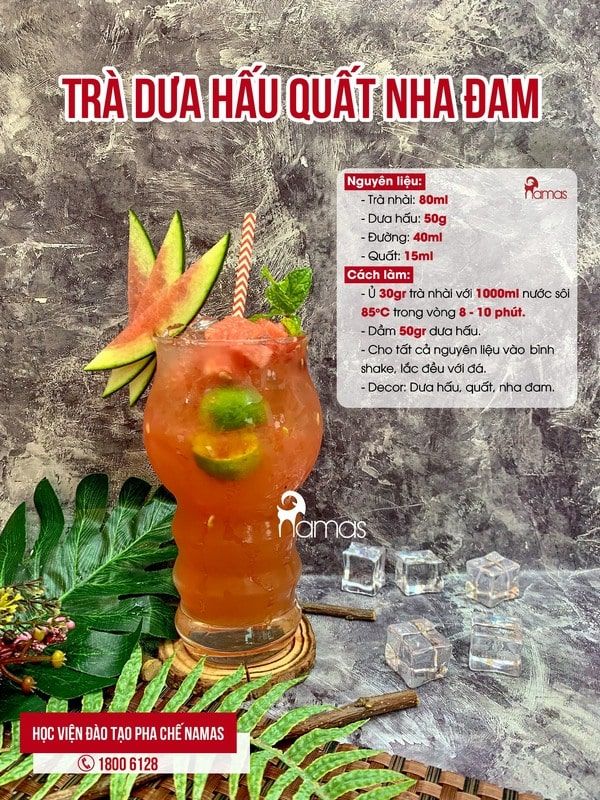 16 Công Thức Trà Trái Cây Giải Nhiệt Dễ Làm 3 tra-dua-hau-quat-nha-dam